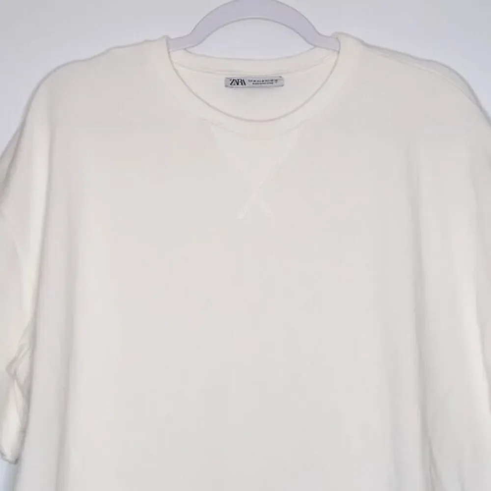 Zara‎ Mens Sweater Shirt M White Short Sleeve Preppy Classic Minimalist